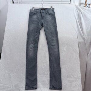 Nudie Tube Tom Jeans Mens 28x34 Gray Original Back To Grey Skinny Stretch